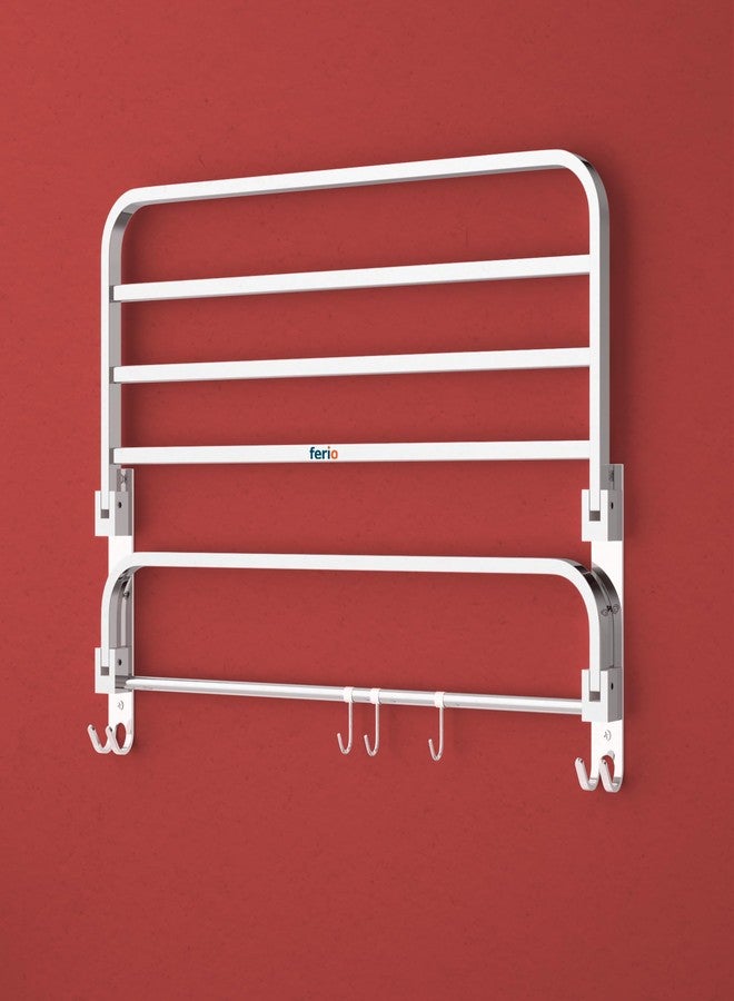 FERIO Bathroom Hangers for Clothes, Bathroom Accessories Set of Towel Stand (Towel Rack), Anti Rust Stainless Steel Towel Rod for Bathroom Clothes Holder, Chrome Finish, 24 Inch (Pack of 1) - Image 3